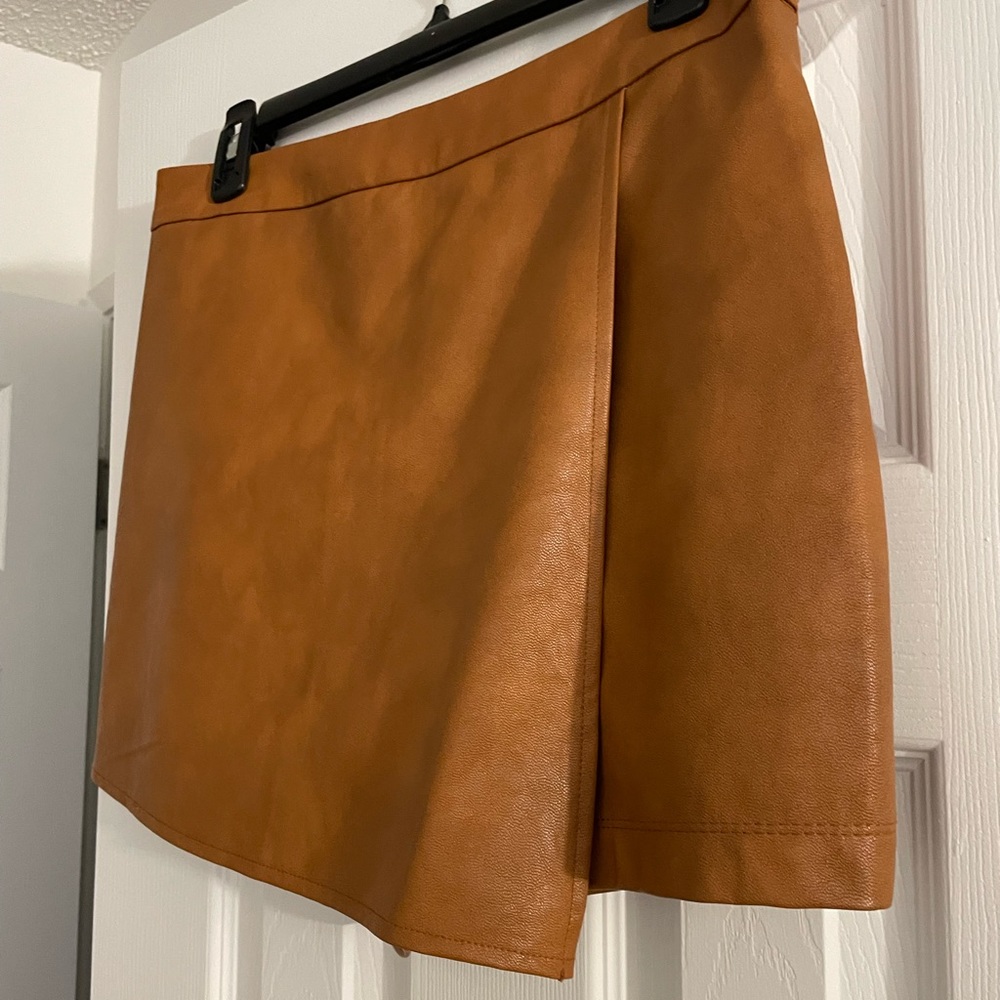 Camel Color Pleather Skorts.